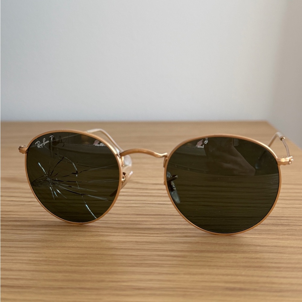 Ray-Ban Icons 50mm Round Metal Sunglasses Polarized with BROKEN LENS - Picture 3 of 6